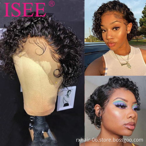 Summer Hot Sale Short Pixie Cut Transparent Lace Wig Human Hair Cheap Short Pixie Wigs For Black Women Perruque Naturelle Courte